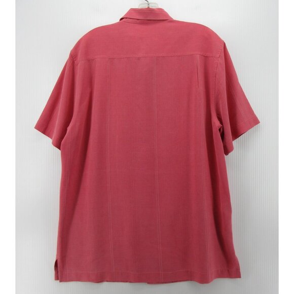 Tommy Bahama Shirt Medium Silk Hawaiian Jacquard Floral Camp Aloha - Picture 8 of 13